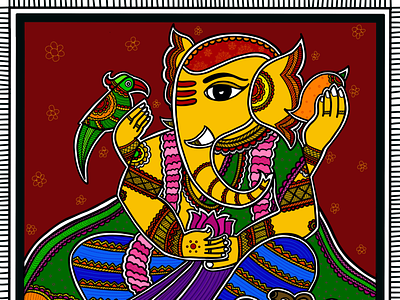 Madhubani Art Lord Ganesha design digitalartist graphic design illu illustration indianart indianarttraditional indiandigitalartist ipadart logo madhubani procreate