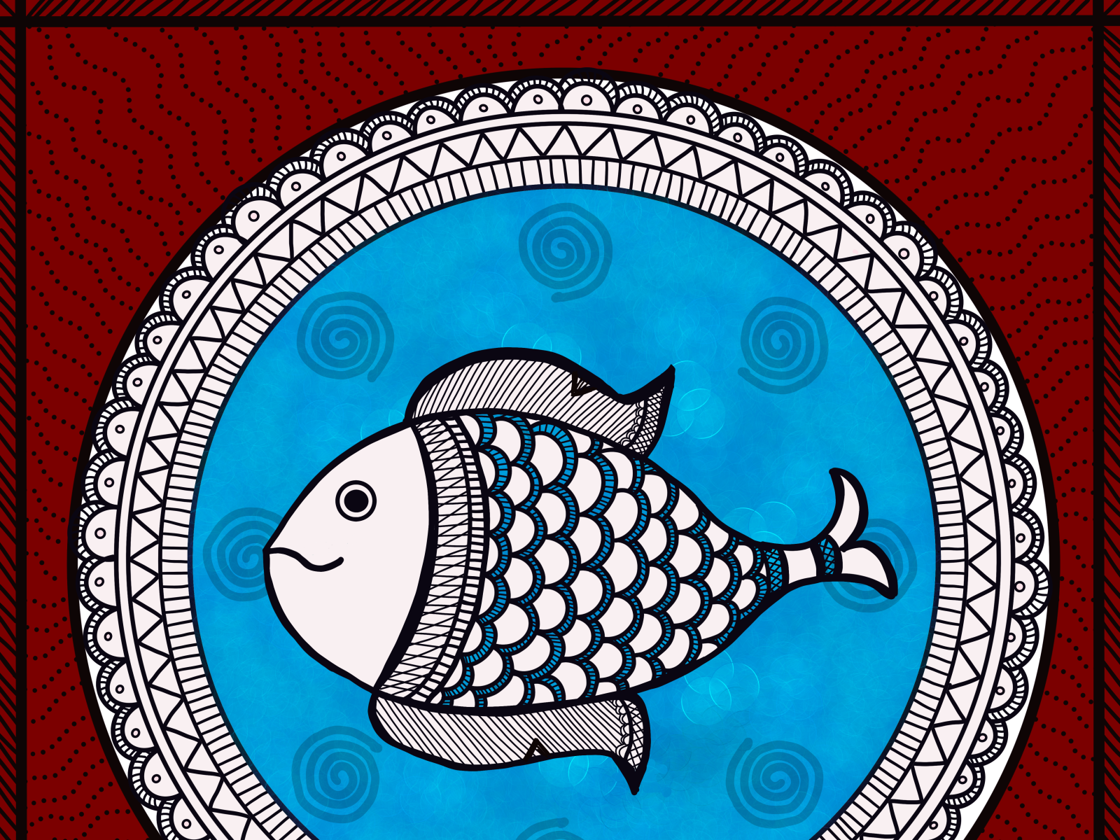 Painting a simple Madhubani Fish in 12 steps - Artsy Craftsy Mom
