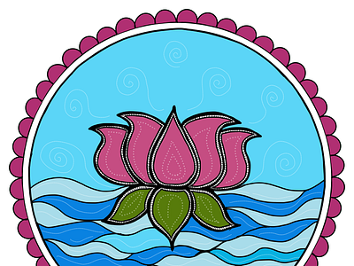 Madhubani Lotus design digitalartist illustration indianart indianarttraditional indiandigitalartist ipadart logo madhubani procreate