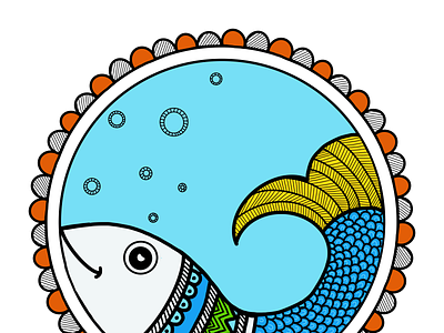 Madhubani Fish design digitalartist illustration indianart indianarttraditional indiandigitalartist ipadart logo madhubani procreate