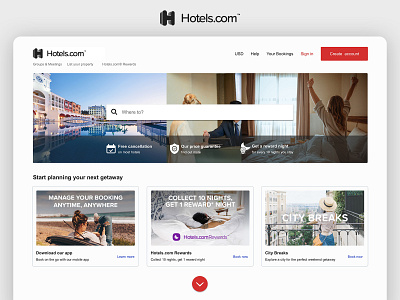 Redesign of hotels.com as a concept