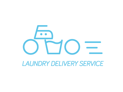 Laundy Logo bike brand clean delivery ironing laundry logo mark minimal motorcycle vector