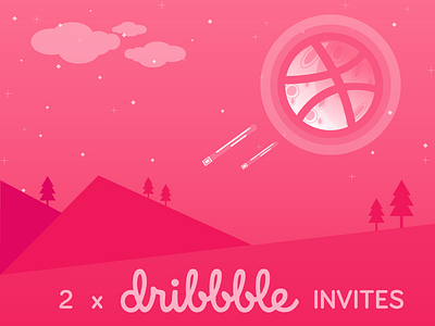 2 x Invites update 2 invites draft giveaway invitation invite invites moon night pink vector view