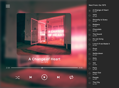 Music Playlist UI for Music Player (The 1975) branding design figma graphic design illustration interactive music ui ui design