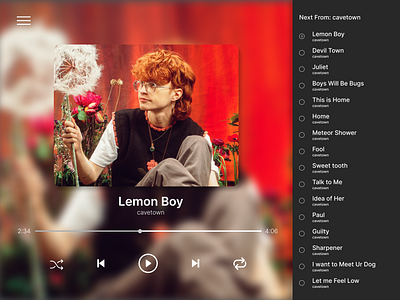 Music Playlist UI for Music Player (Cavetown)