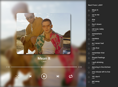 Music Playlist UI for Music Player (LANY) branding design figma graphic design illustration interactive music ui ui design