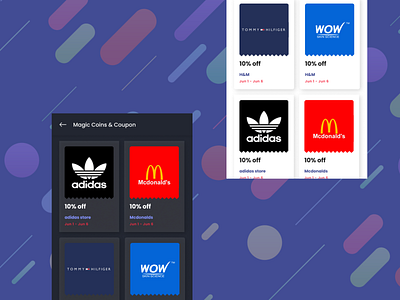 Magic coins or offers page app branding categories colors design designer ecommerce figma font ui ux web