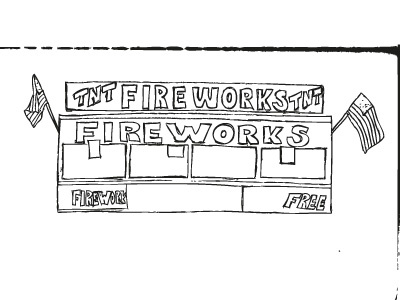 Fireworks booth daily street object illustration street