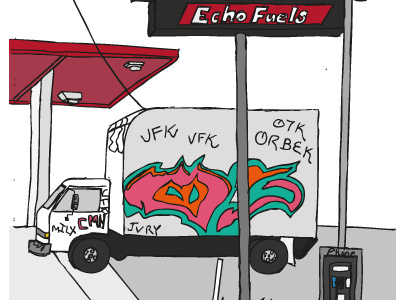 Echo Park Gas Station echo park graffiti illustration los angeles street truck