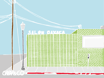 Salon, Los Angeles building drawing illustration los angeles power lines sketch urban