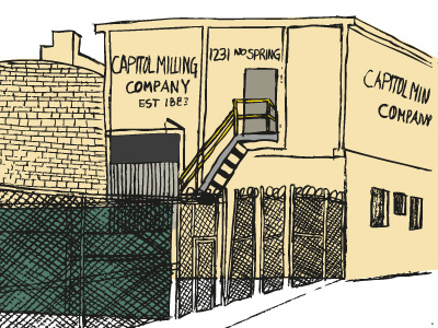 Capitol Milling, China Town Los Angeles illustration street