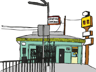 Tom's Burger, Silver Lake, LA illustration street