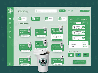 Starbucks Coffeeshop management dashboard animation branding dashboard design graphic design illustration landingpage starbucks ui ux