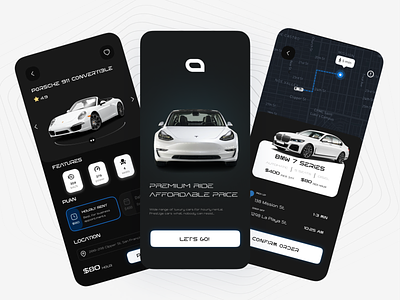 Rental Car App design app branding design graphic design ui ux vector