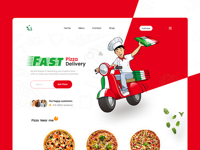 Pizza Delivery site II Hero area exploration animation branding design graphic design illustration landingpage logo ui ux vector