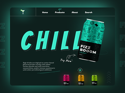 Just Chill !! Experimental soft drinks landing page animation branding design graphic design illustration landingpage logo ui ux vector