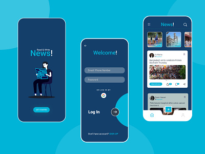 Social News App animation app design graphic design illustration landingpage news newsapp ui ux