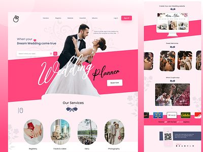 Wedding Planner Landing page animation design graphic design illustration landingpage logo ui ux wedding weddingplanner