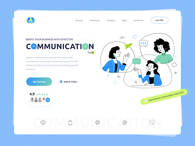 Business communication tools Hero area Exploration animation branding business communication design graphic design heroarea illustration landingpage logo tools ui ux vector