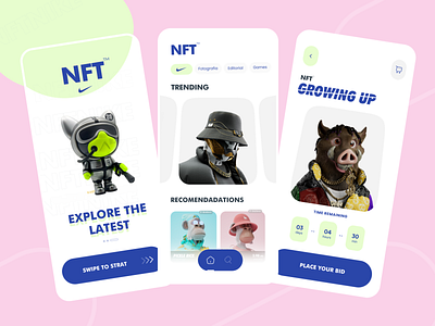 NFT Marketplace - Mobile App animation branding color design graphic design illustration landingpage logo market nft typography ui ux vector