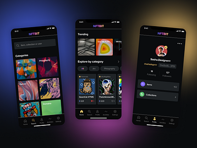 NFT marketplace mobile app app app design figma marketpace mobile app mobile app design nft nft dashboard nft marketpace nft token nft ui ui ux uxui