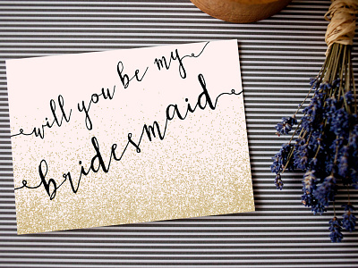 Pink Glitter Will You Be My Bridesmaid Postcard bridesmaid bridesmaid invitation calligraphy font lettering pink glitter postcard stationery design wedding wedding stationery