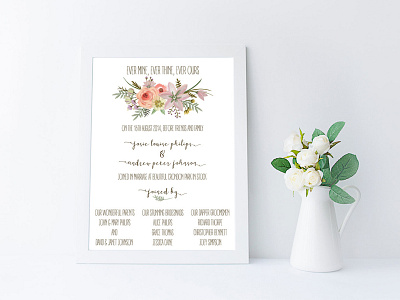 Digital Printable Personalised Wedding Certificate Keepsake