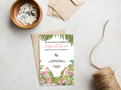 Digital Printable Wedding Stationery Suite - Pink Flamingo design designer font hand lettering hawaii lettering pink flamingo stationer stationery design tropical tropical wreath wedding stationery