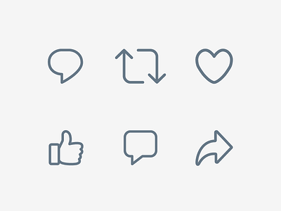 Twitter and Facebook icons comment facebook iconography icons like line reply retweet share streamline stroke twitter