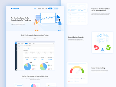 Statusbrew Reporting Landing Page design illustration landing page layout reporting ui ux website