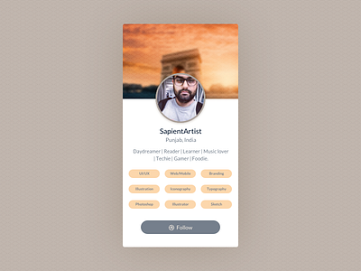 Dribbble profile card card circle dribbble gradient minimal profile sketch ui ux vector