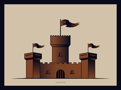 Castle building castle castles flag home house illustration star vector