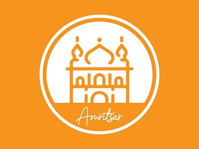 02 - Weekly Warm Up - Hometown Amritsar golden temple lines orange sapientartist stickers vector vectorart weekly warm up
