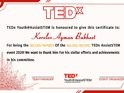 TEDx certificate for the best member !