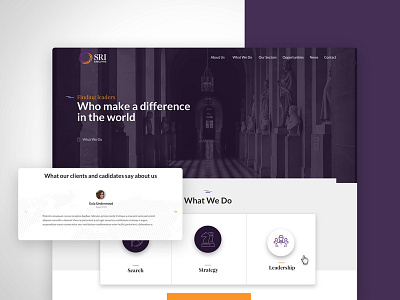 SRI redesign concept landing leadership purple search strategy