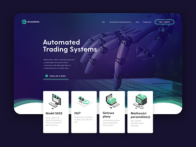 at.systems landing page automated automation block chain blockchain bot crypto crypto currency cryptocurrency fintech landing landingpage machine machinelearning robot system trading