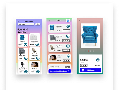 E-Commerce UI Mobile App Furniture Design design e commerce figma furniture illustration ui