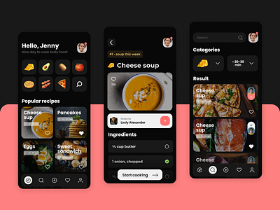 Social network app for recipes app application figma inspiration recipes ui
