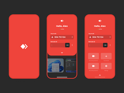 Concept app for AnyDesk. app application concept inspiration minimal red removecontrol ui uiux ux