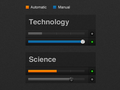 Auto vs. Manual controls sliders state