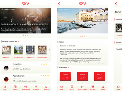 UV App booking design ui ux venue wedding