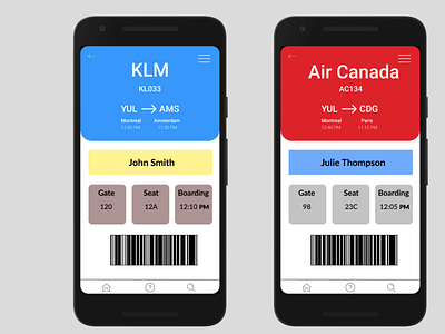 Electronic Boarding Pass - DailyUI 024 airlines airport boarding pass dailyui design electronic ticket flights mobile travel travelling ui ux