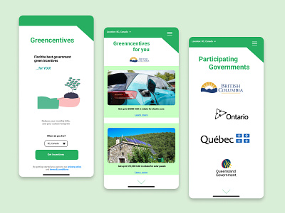 Greencentives - Find local green incentives government green incentives mobile sustainability ui ux