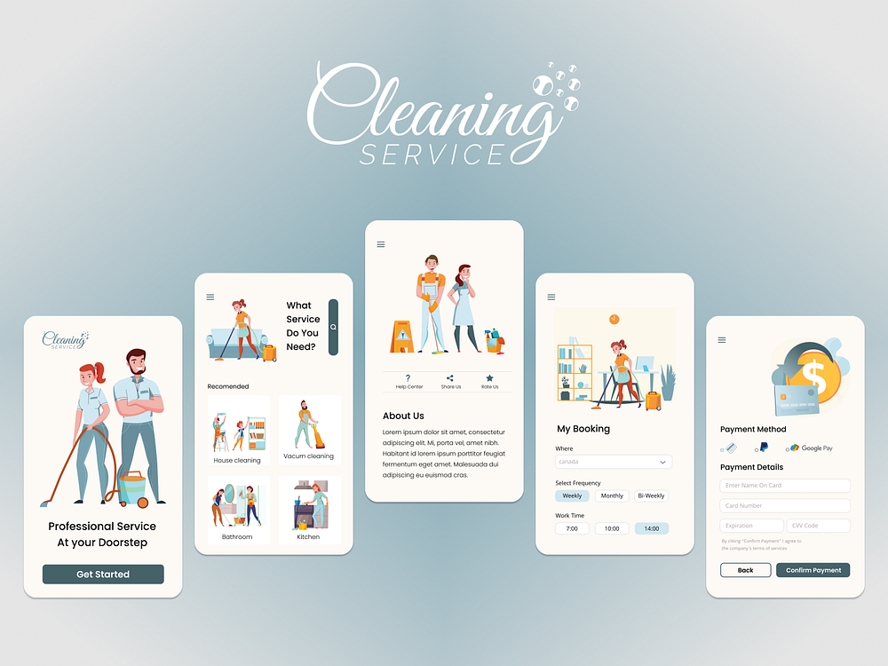 Home Cleaning Service App by melika maroofi on Dribbble