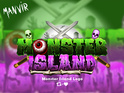 Monster Island Game Logo Design 3d branding design game logo graphic design illustration illustrator logo ui vector