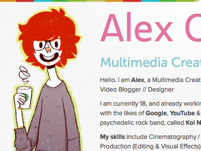 alexod.am about me alex odam alexod.am color colourful website