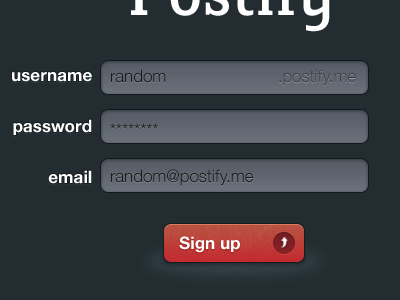 Postify Sign Up blog postify psd red sign twitter up
