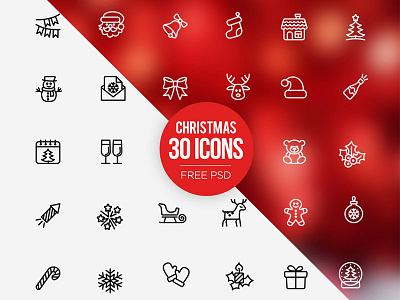 Freebies: 30 Christmas icons set Free PSD 25th dec christmas exclusive free free psd freebie icon new year xmas