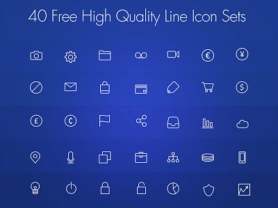 Freebie : 40 Free High Quality Line Icon Set PSD