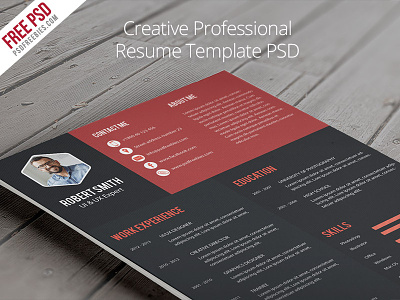 Freebie : Creative Professional Resume Template PSD